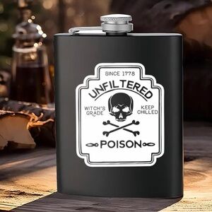 Black Flask with Skull Design